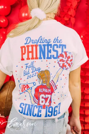 Omega Phi Alpha Bid Day Drafting the Phinest Tee