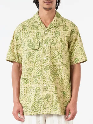Open Collar Block Print Paisley Shirt