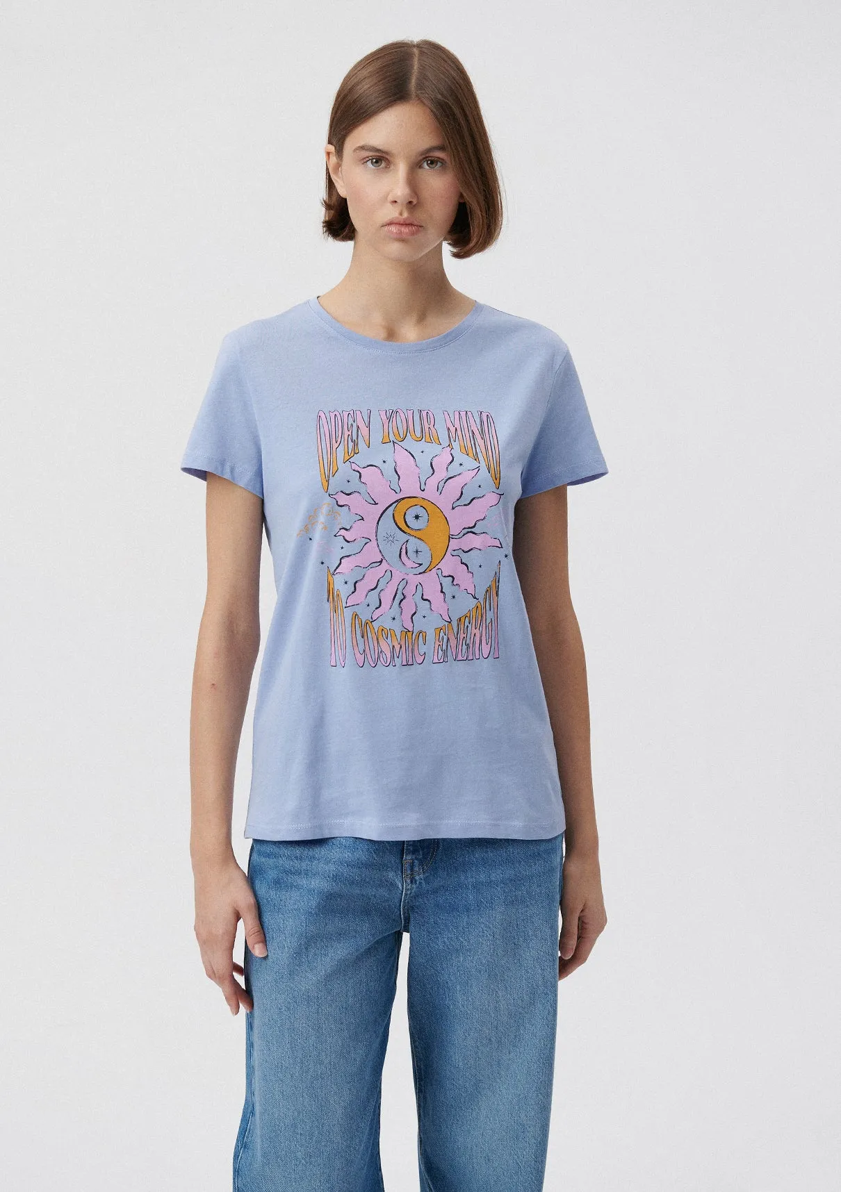 Open Your Mind Printed Blue T-Shirt