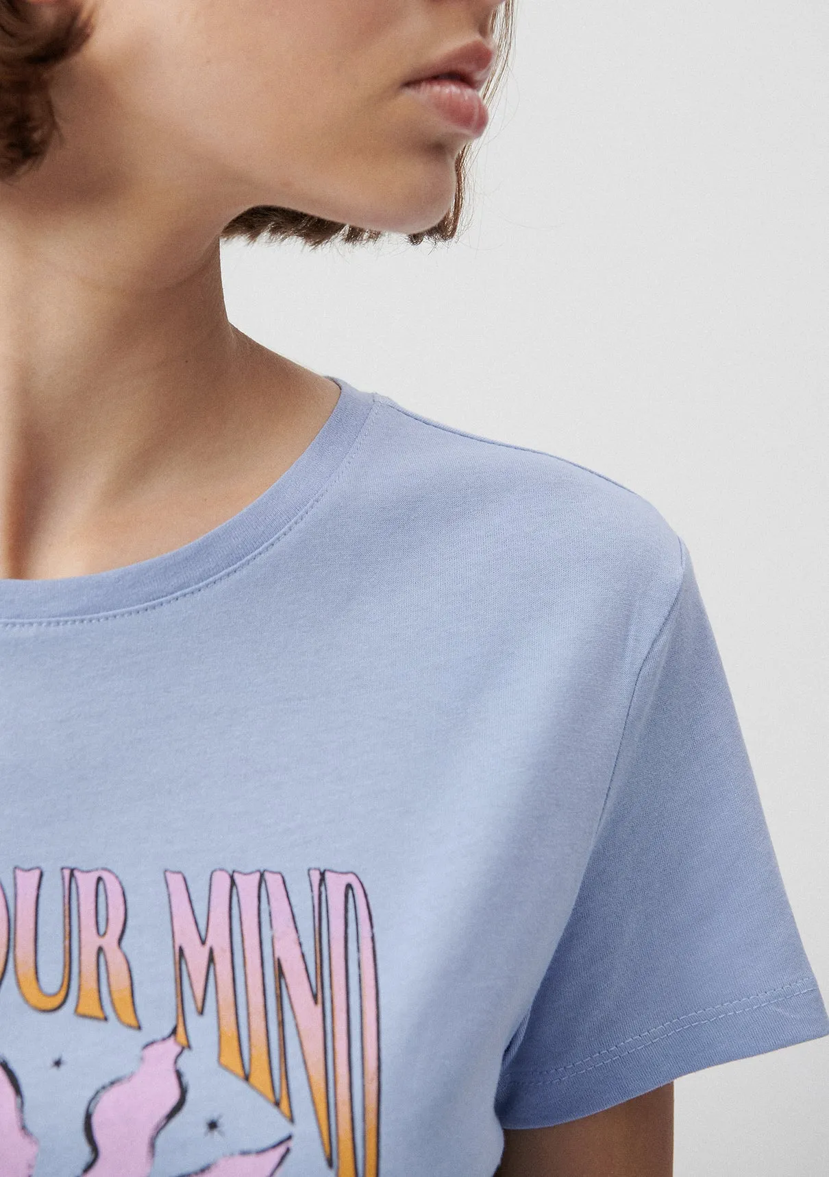 Open Your Mind Printed Blue T-Shirt