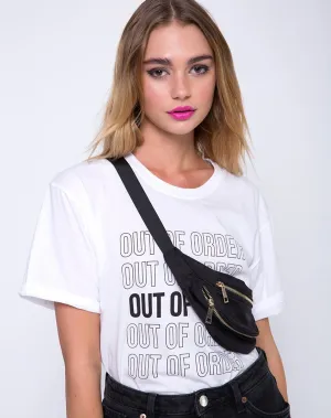 Oversize Basic Tee in Out of Order  White