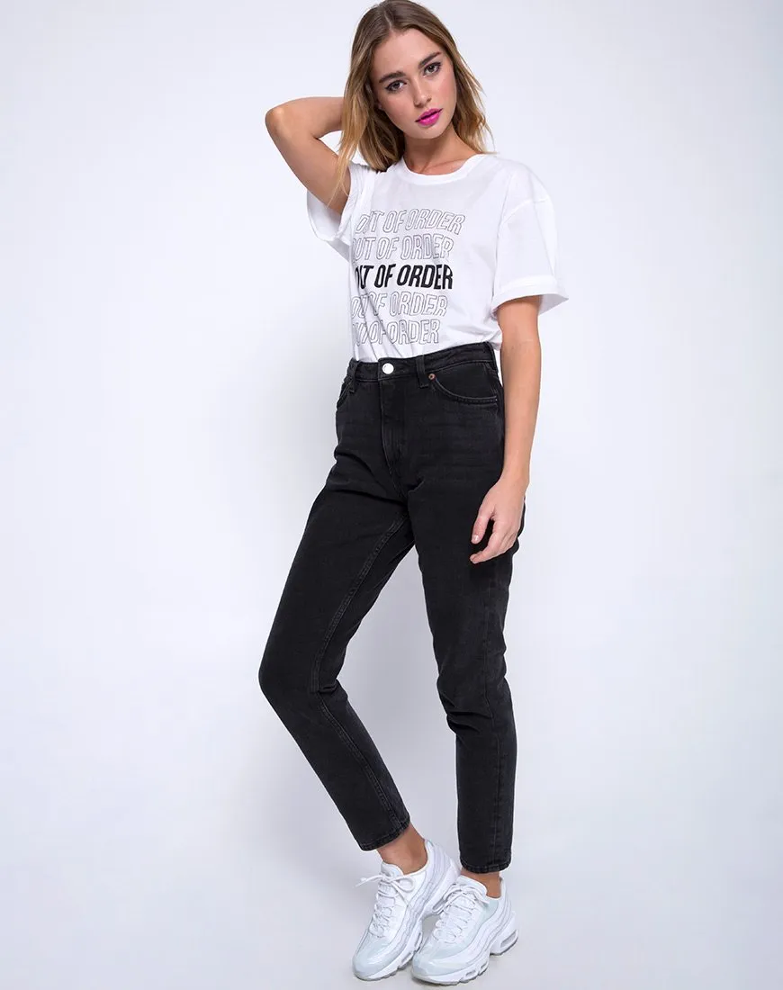 Oversize Basic Tee in Out of Order  White