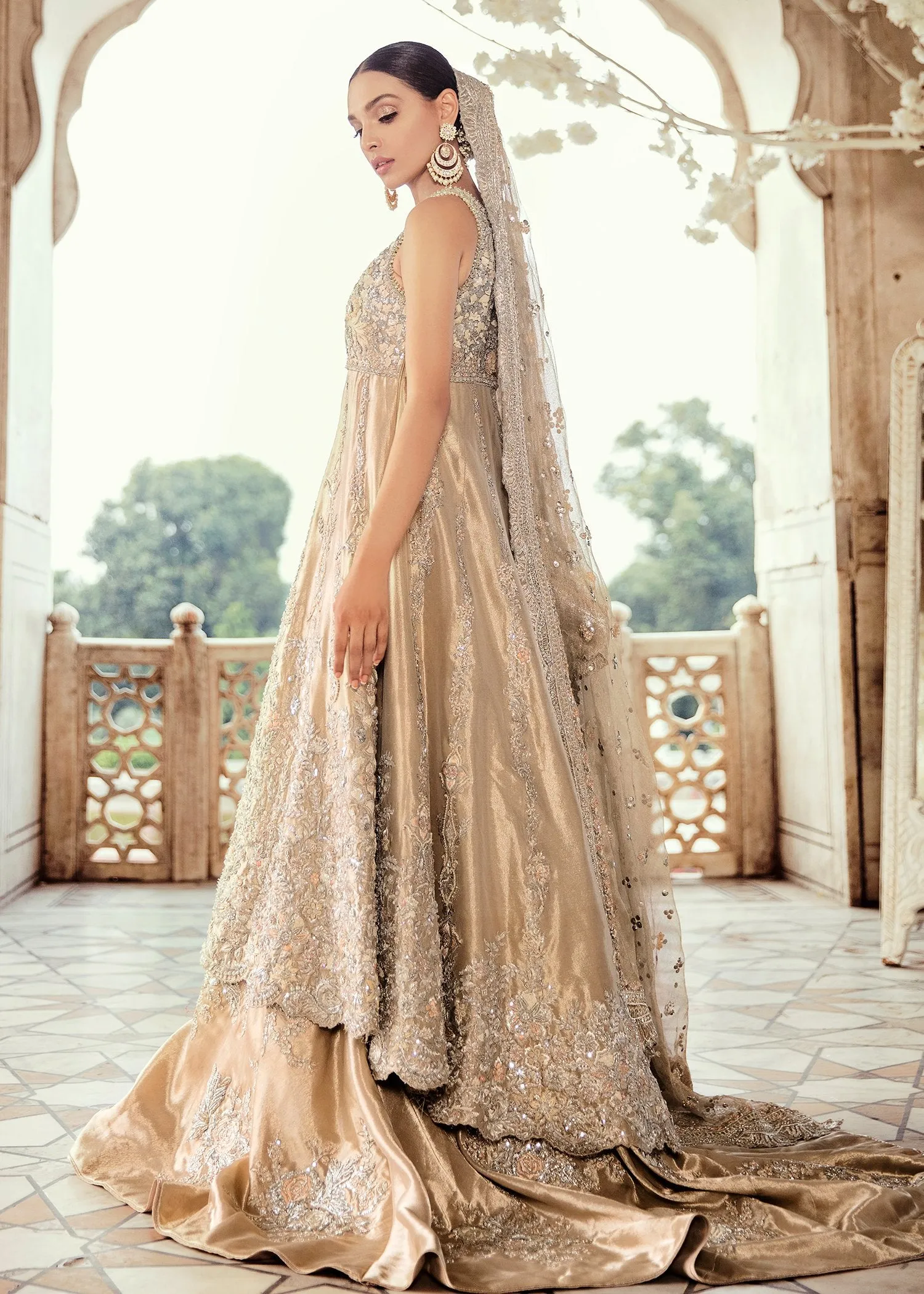 Pakistani Bridal Lehnga with Open Shirt for Wedding #J5102