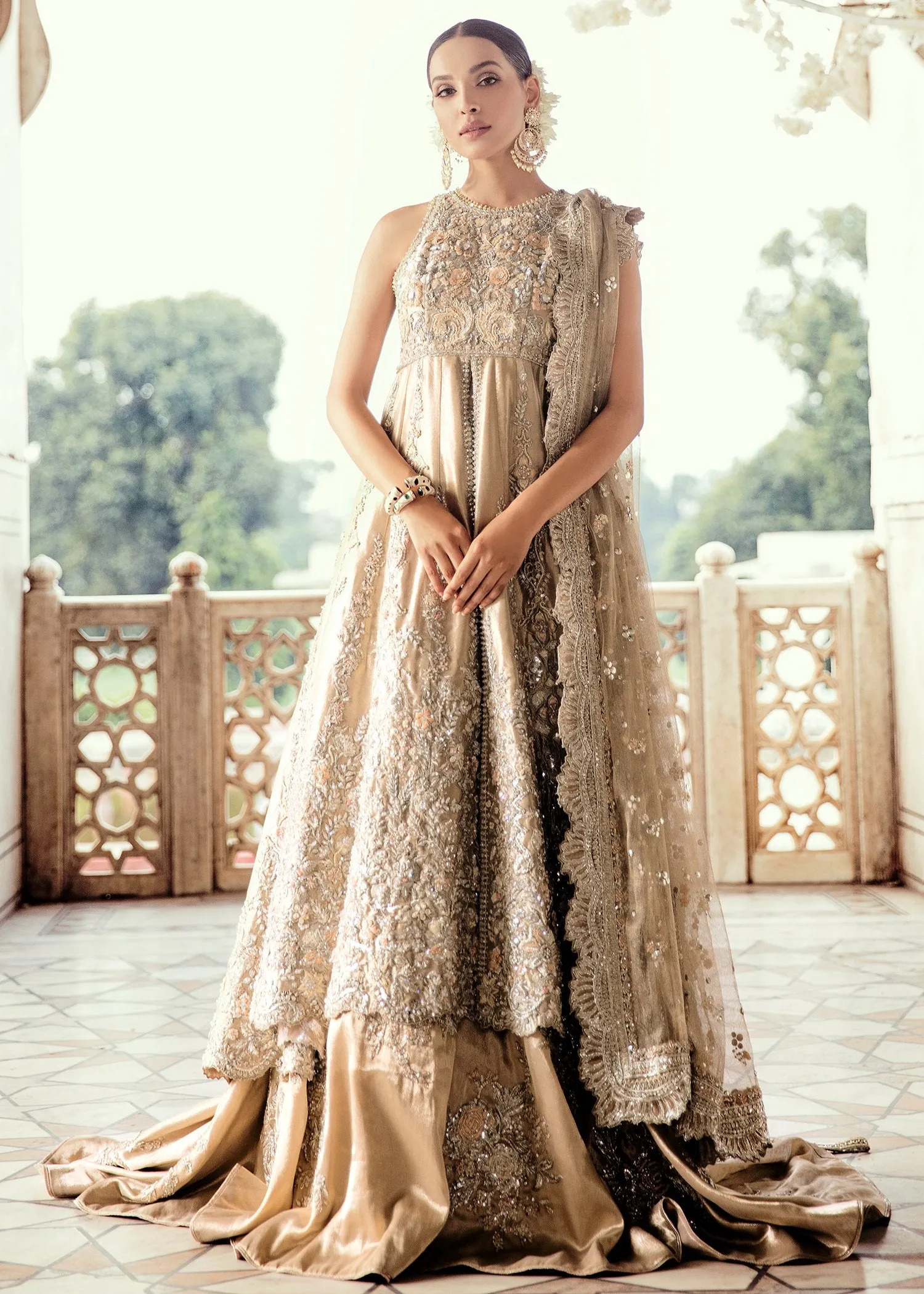 Pakistani Bridal Lehnga with Open Shirt for Wedding #J5102