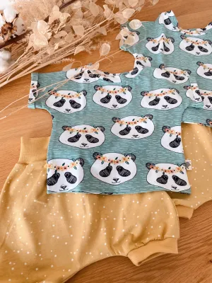 Panda Floral - Aqua Baggy tee set