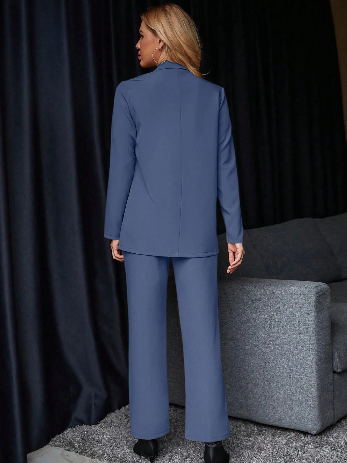 Parien Solid Long Sleeve Long Pants Suit