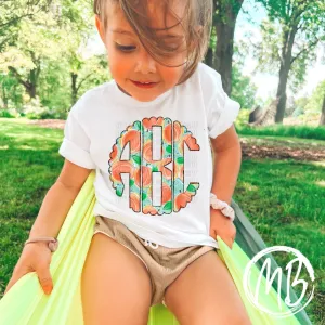Peach Monogram Tee
