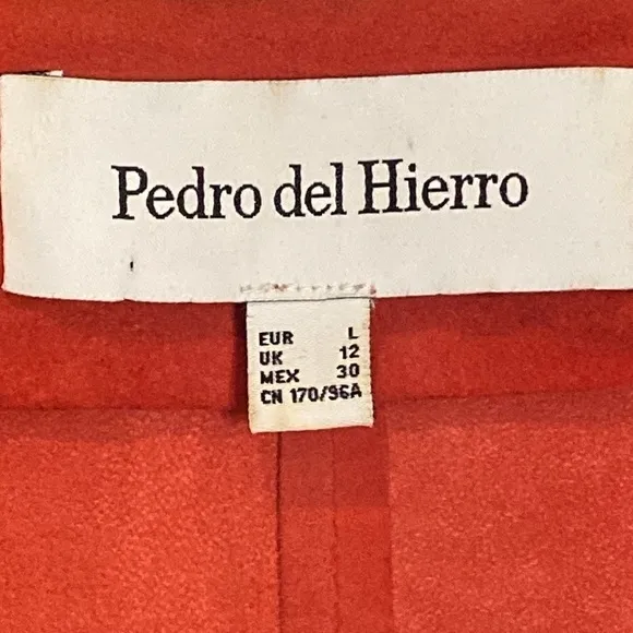 Pedro del Hierro genuine leather suede coral pink jacket cardigan blazer Sz L