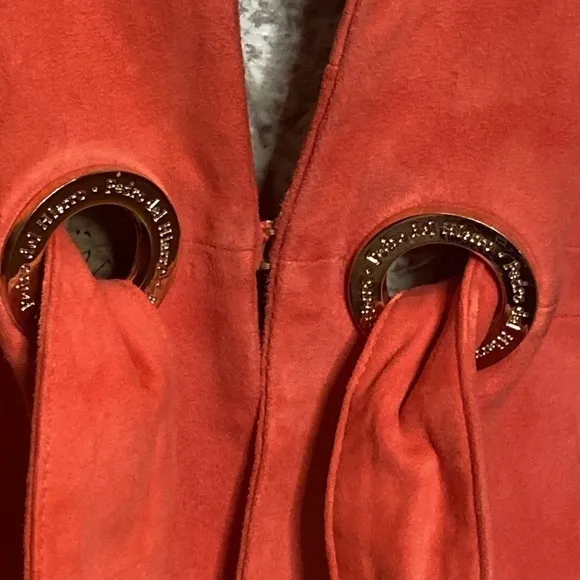 Pedro del Hierro genuine leather suede coral pink jacket cardigan blazer Sz L