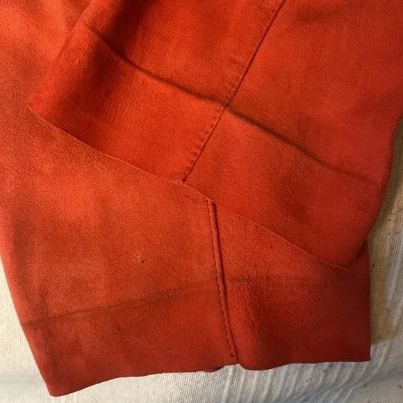 Pedro del Hierro genuine leather suede coral pink jacket cardigan blazer Sz L