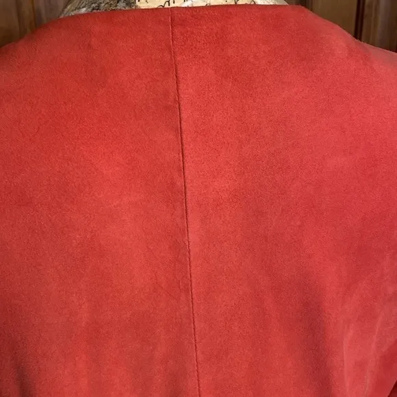Pedro del Hierro genuine leather suede coral pink jacket cardigan blazer Sz L