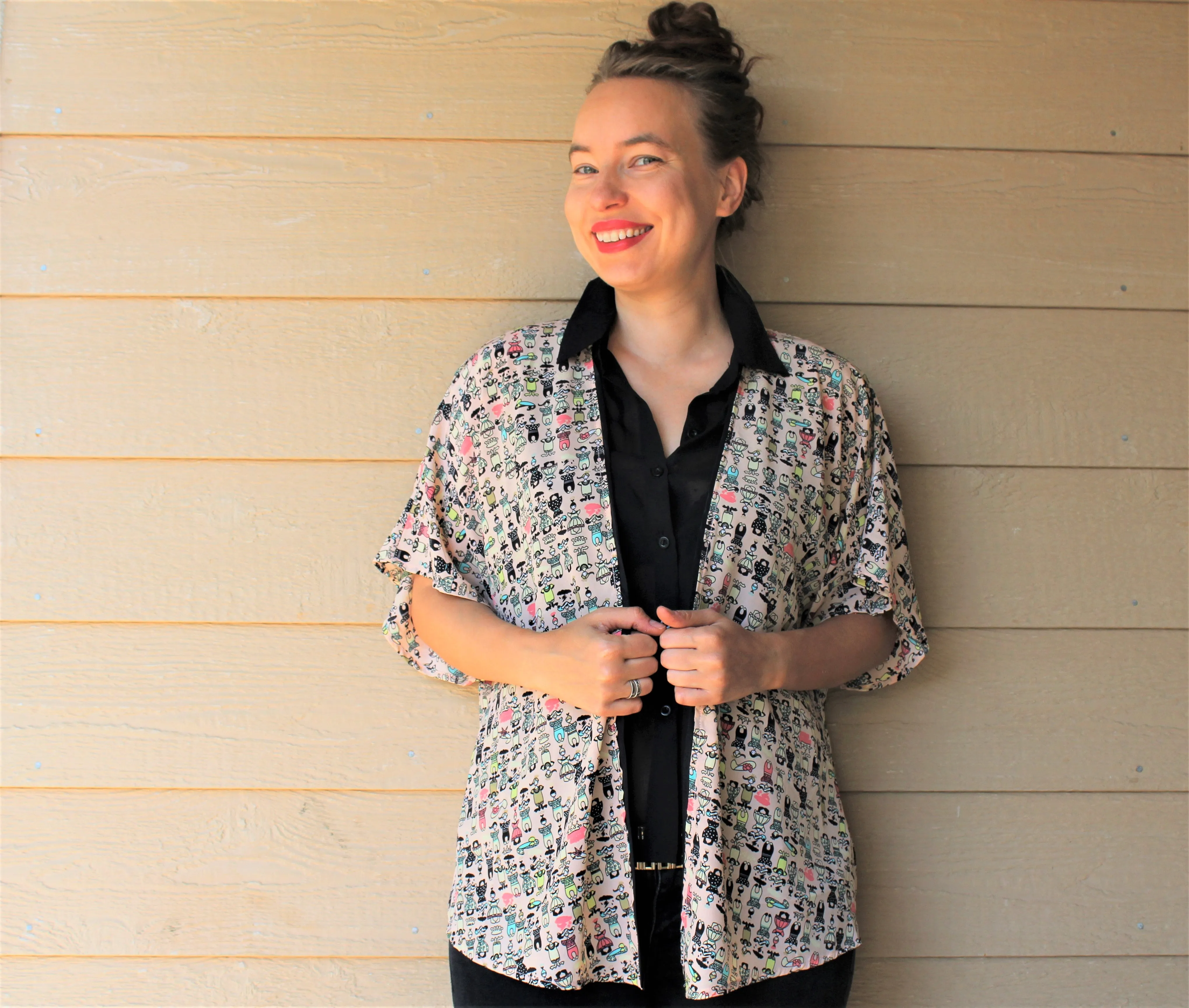People Print Open Shirt