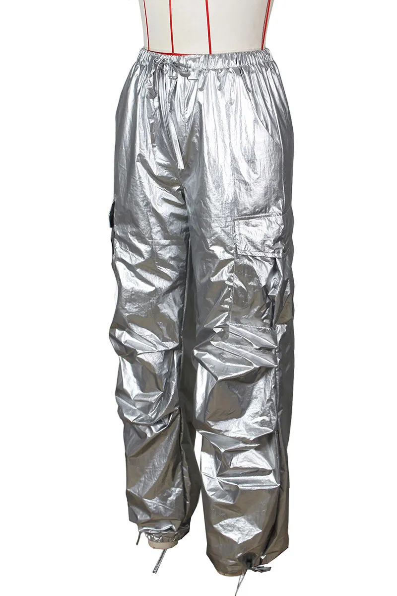 PG0181 Metallic Cargo Long Pants