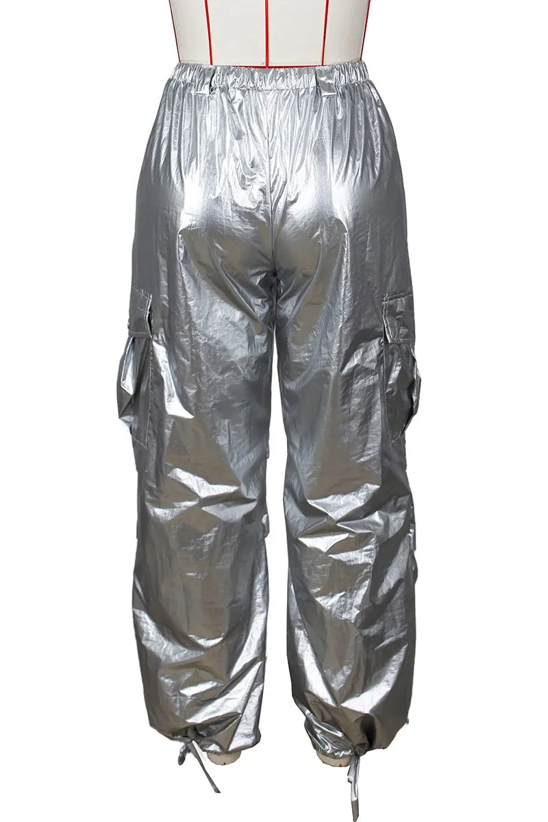 PG0181 Metallic Cargo Long Pants