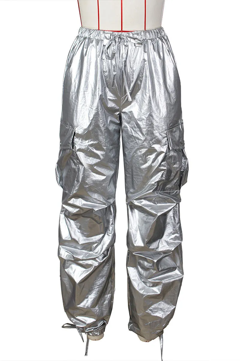 PG0181 Metallic Cargo Long Pants