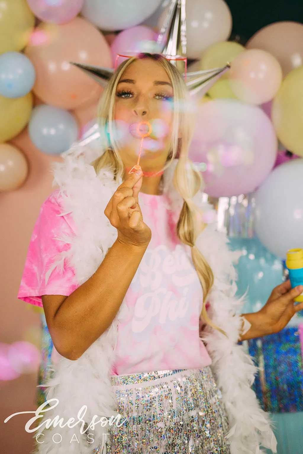 Pi Beta Phi Bid Day Pink Bubbles Tee