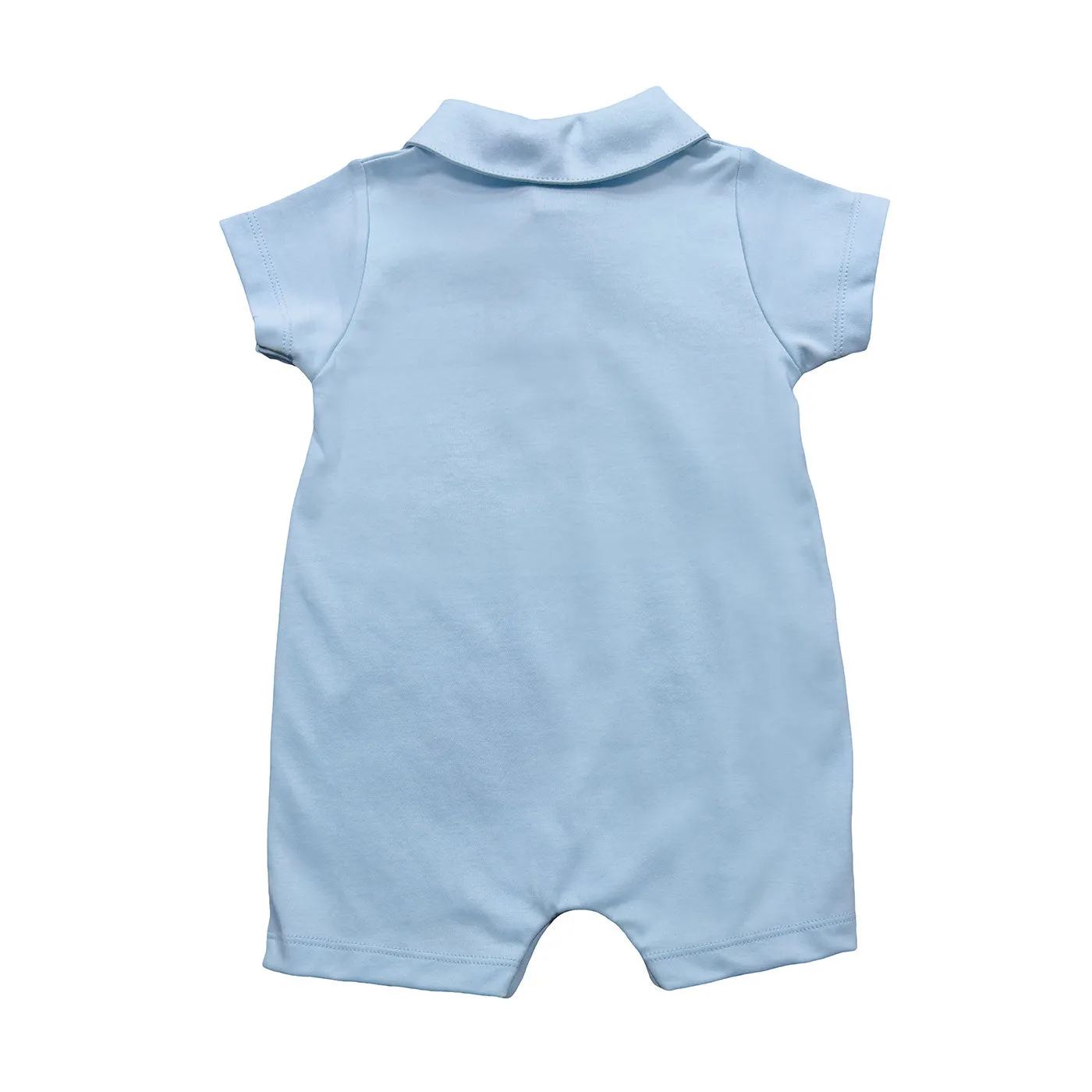 Pima Polo Romper, Light Blue