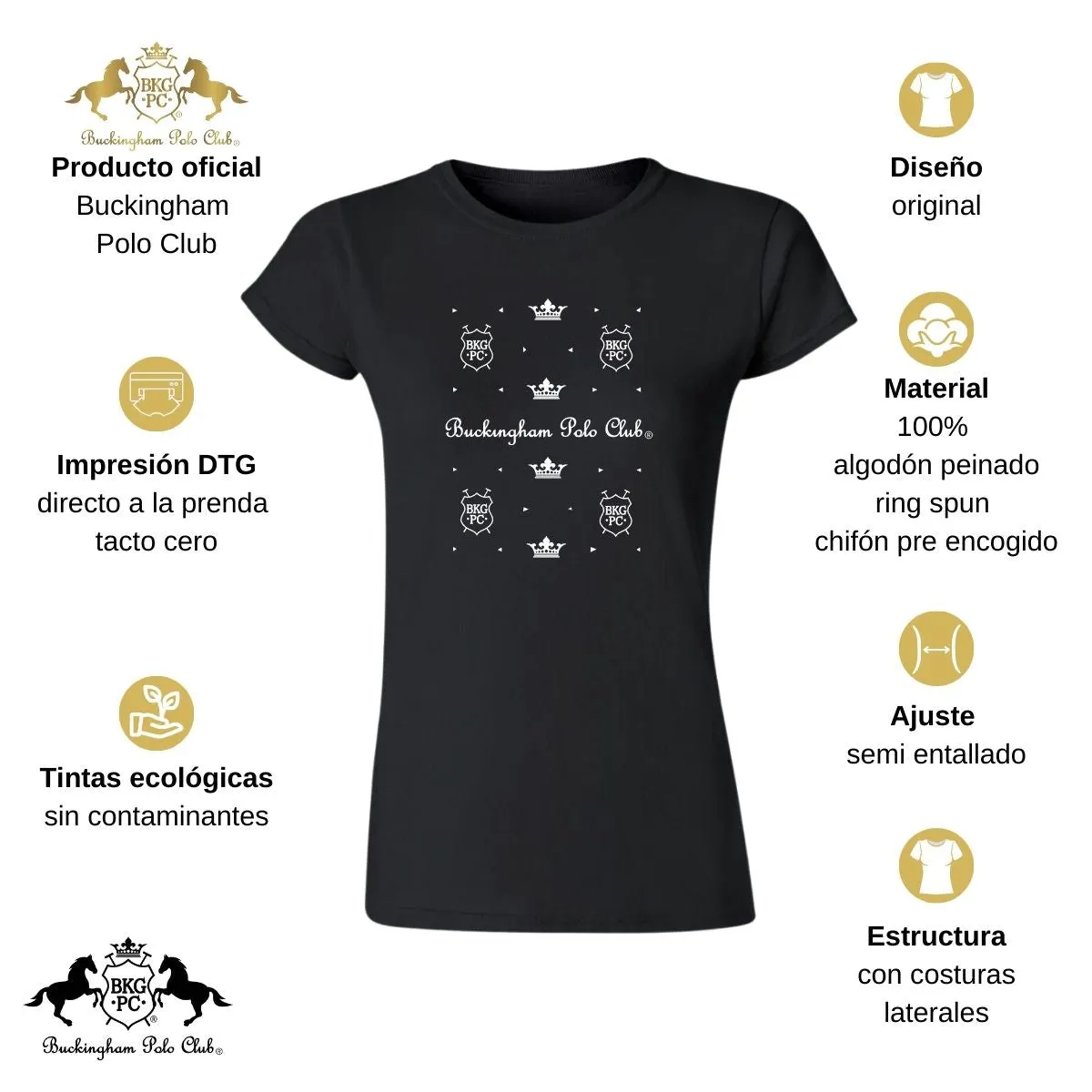 Playera Mujer Buckingham Polo Club Coronas