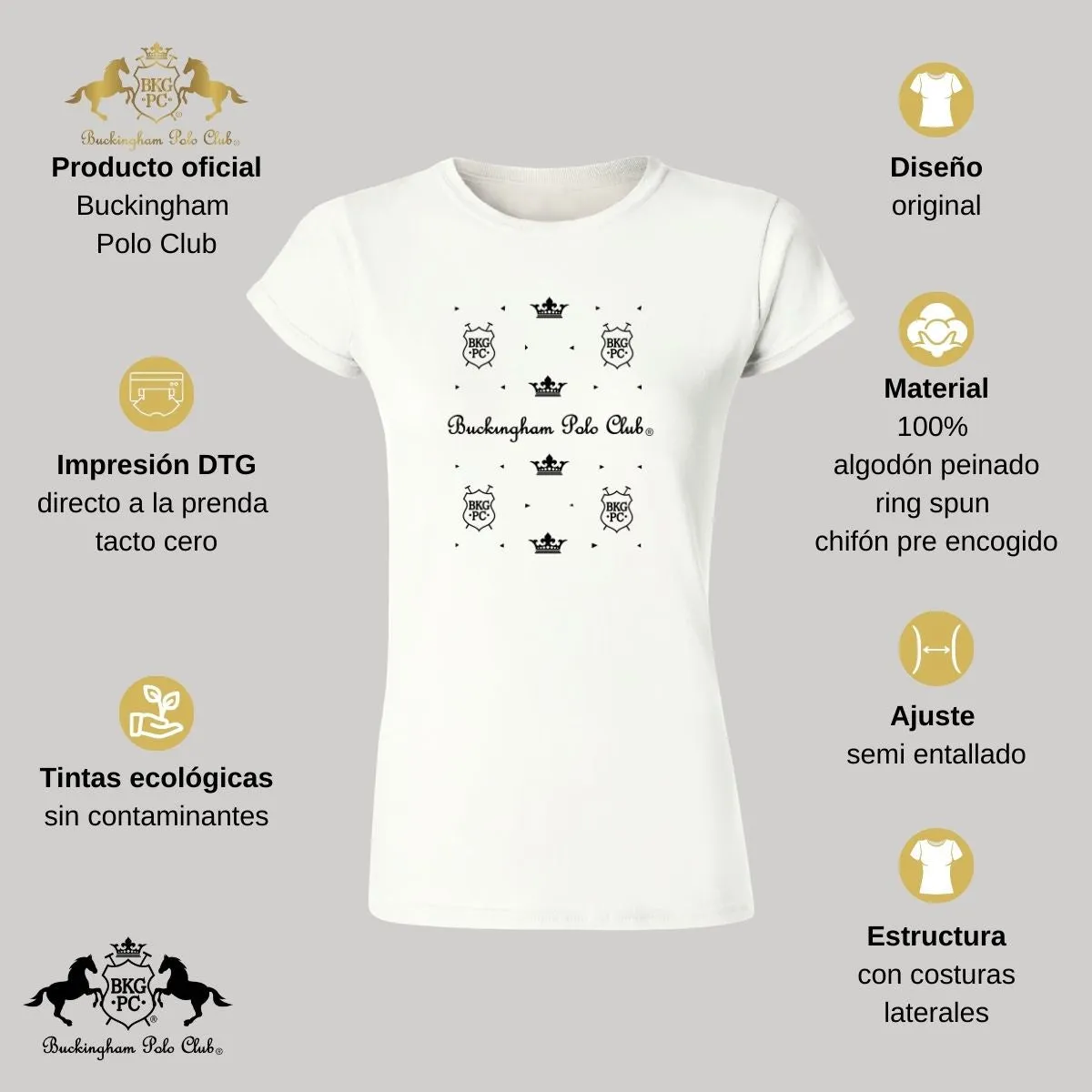 Playera Mujer Buckingham Polo Club Coronas