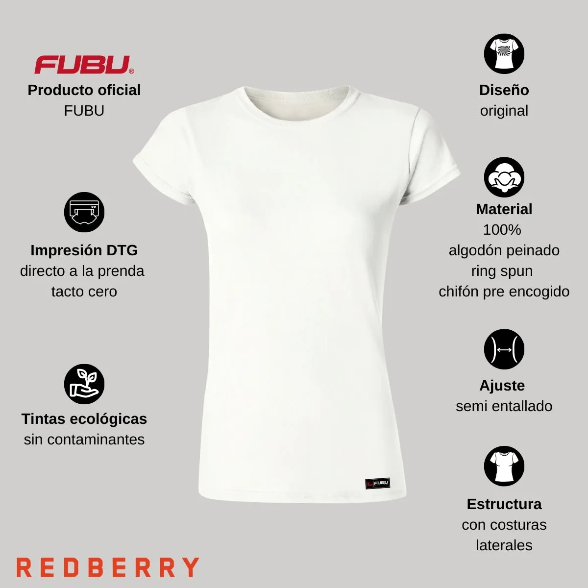 Playera Mujer Fubu Logo Azul Reverso