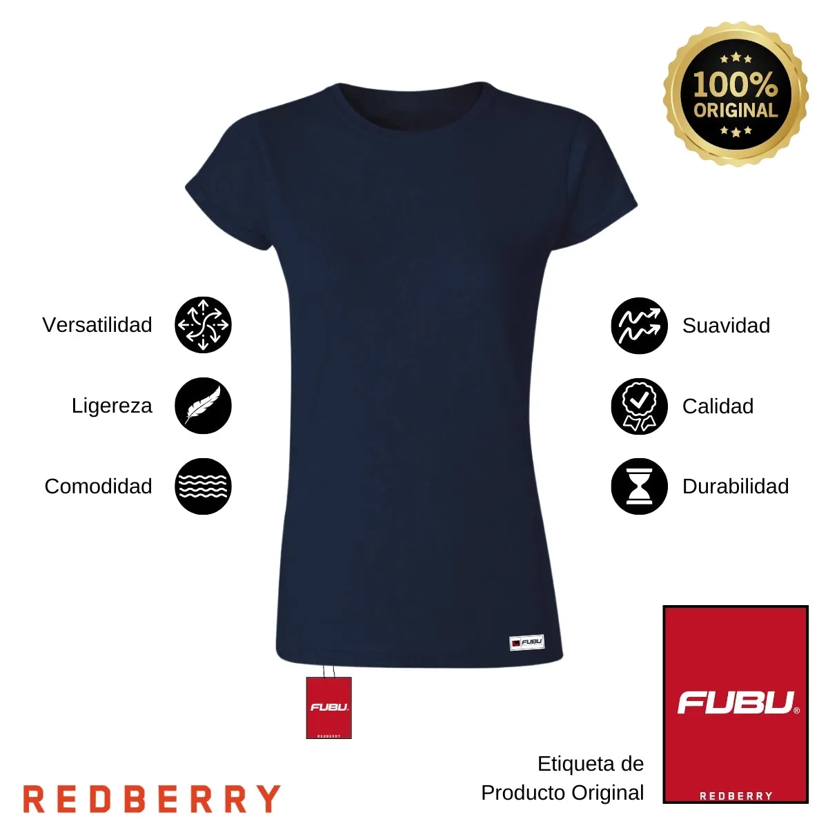 Playera Mujer Fubu Logo Azul Reverso