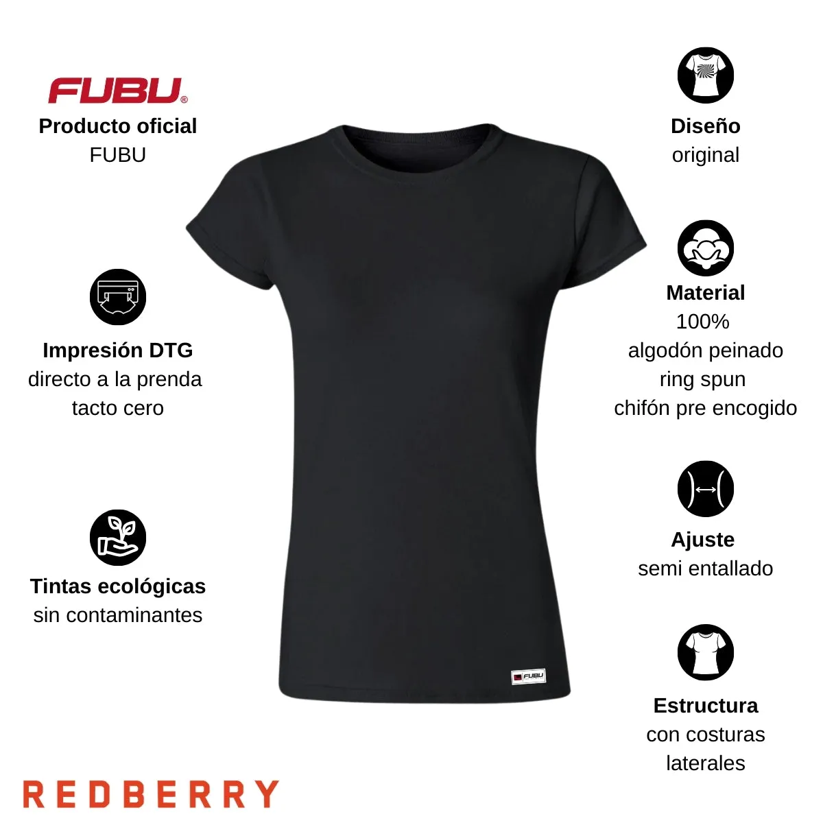 Playera Mujer Fubu Logo Azul Reverso