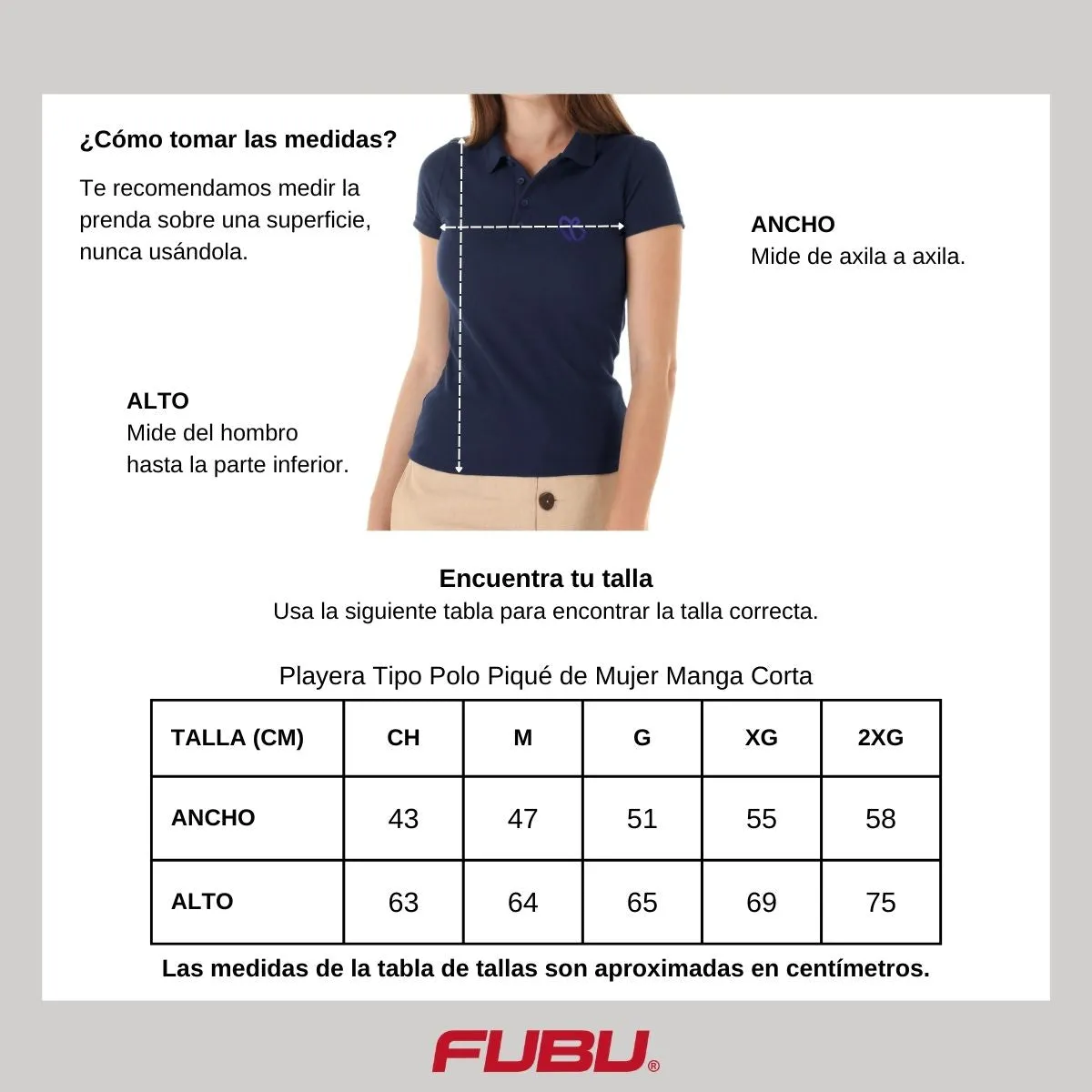 Playera Tipo Polo Piqué Mujer Fubu FB Azul Bordado