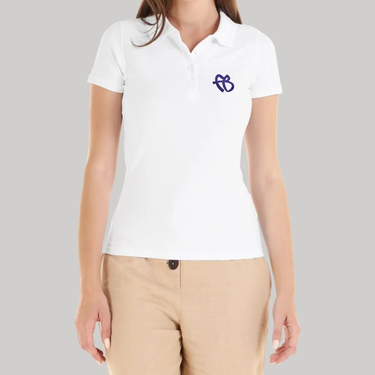 Playera Tipo Polo Piqué Mujer Fubu FB Azul Bordado
