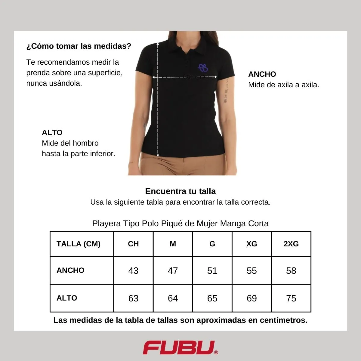 Playera Tipo Polo Piqué Mujer Fubu FB Azul Bordado