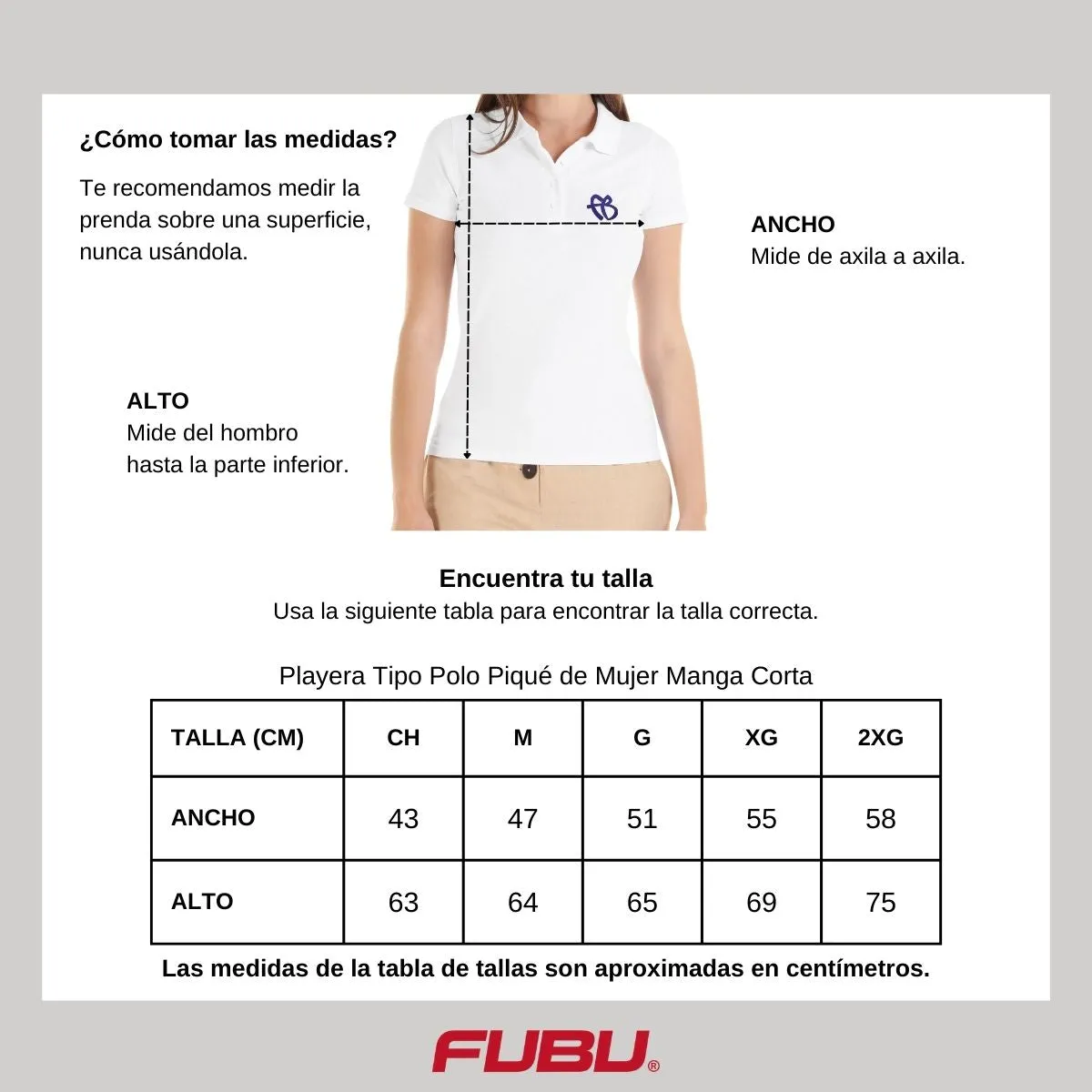 Playera Tipo Polo Piqué Mujer Fubu FB Azul Bordado
