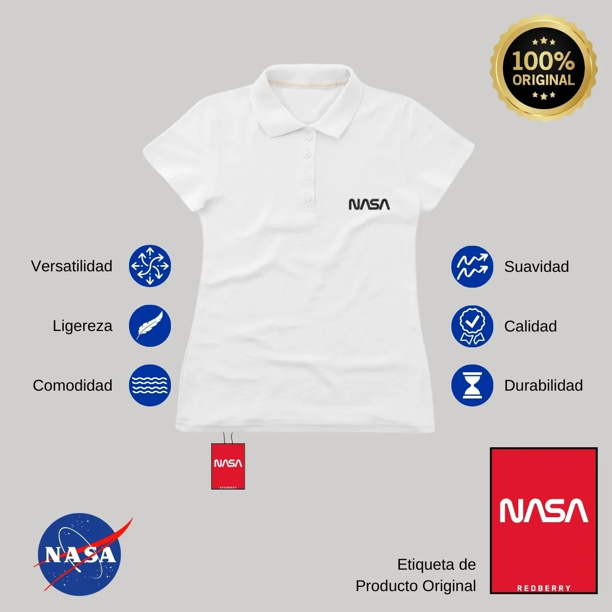Playera Tipo Polo Piqué Mujer Nasa Worm Mono Bordado