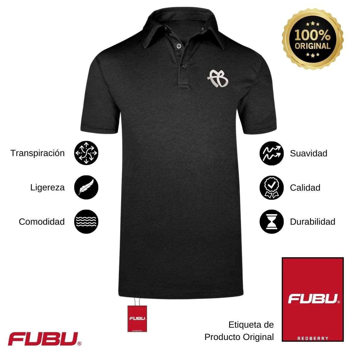 Playera Tipo Polo Transpirable Hombre Fubu FB Mono Bordado