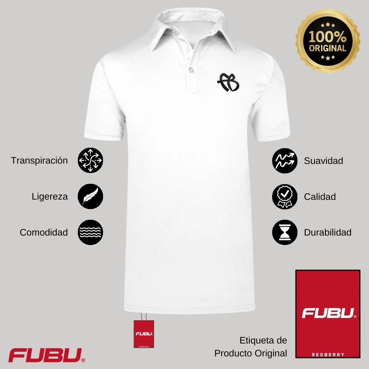 Playera Tipo Polo Transpirable Hombre Fubu FB Mono Bordado