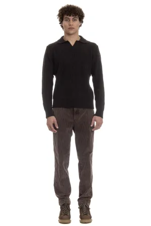 Polo open collar in lana di agnello