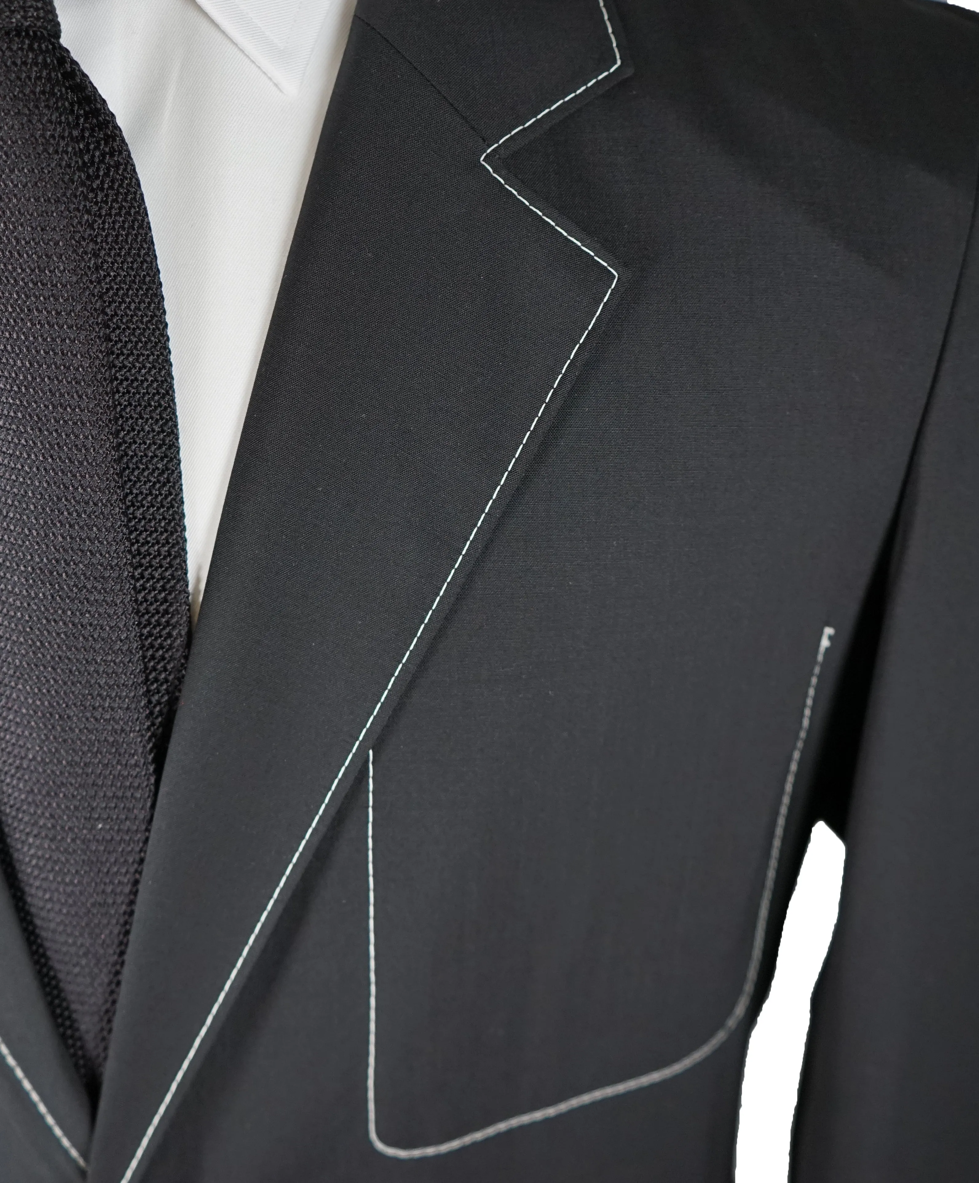 PRADA - Light Unlined Wool Blazer Black With Contrast Stitching - 38R