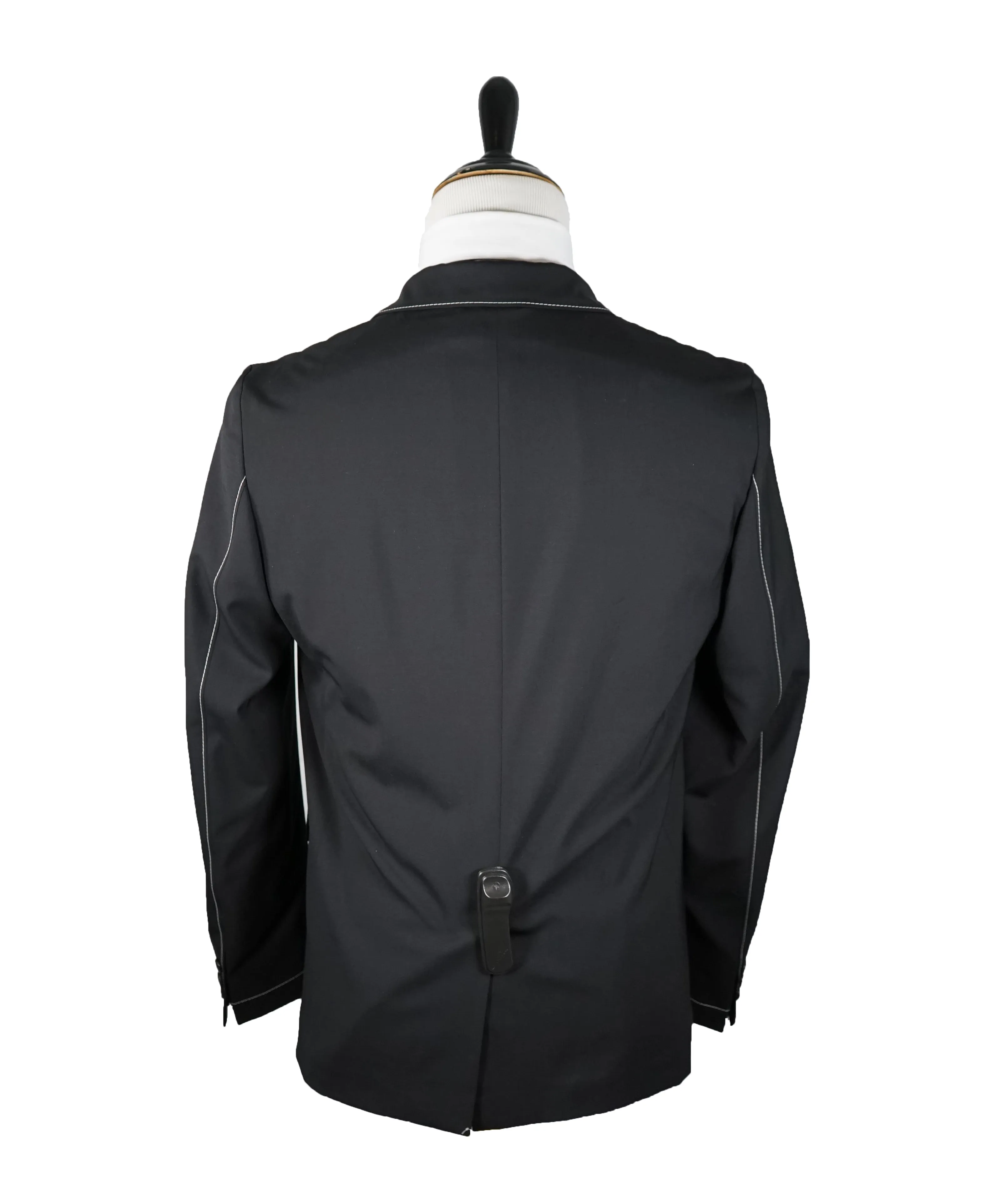 PRADA - Light Unlined Wool Blazer Black With Contrast Stitching - 38R