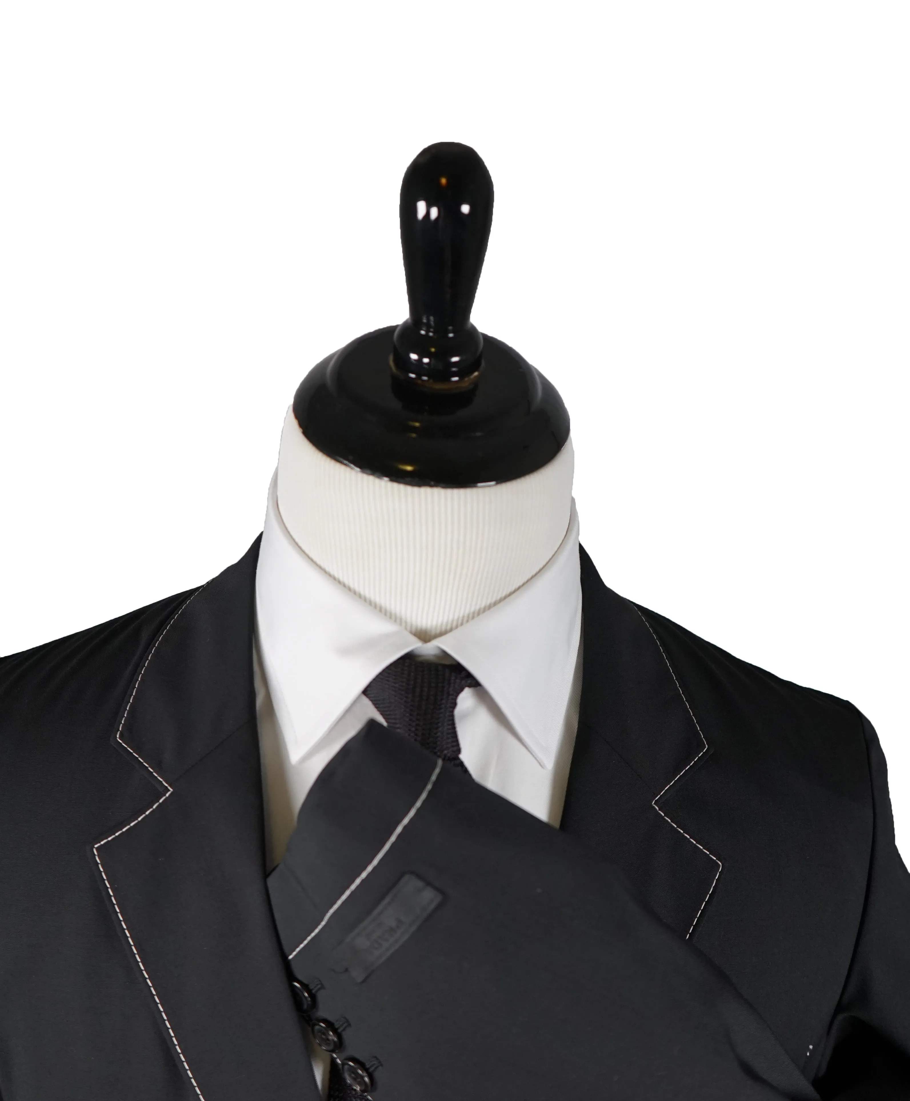 PRADA - Light Unlined Wool Blazer Black With Contrast Stitching - 38R