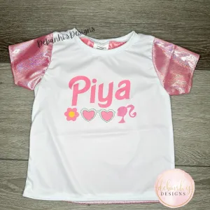 Pretty in Pink Barbie Custom name Basic Tee