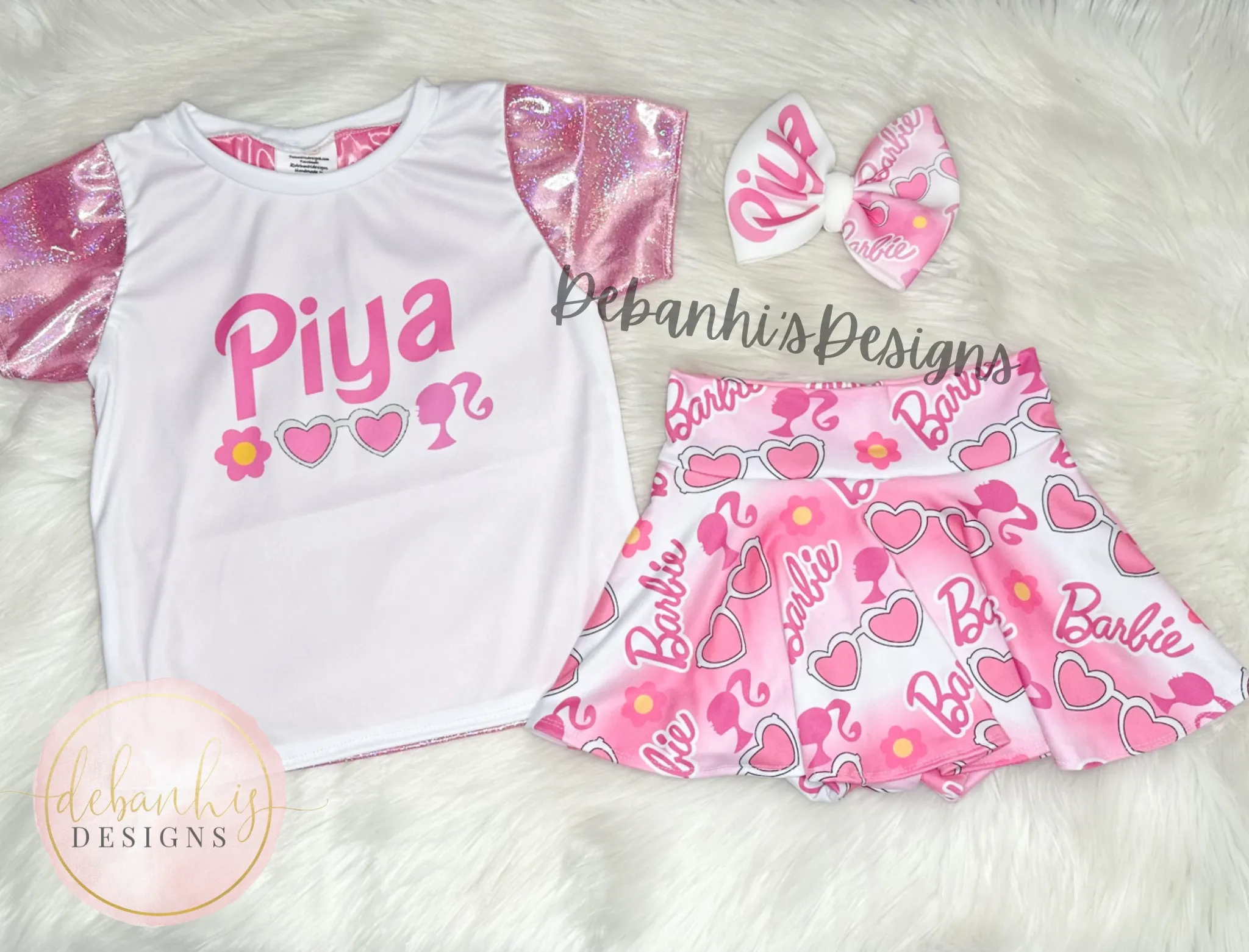 Pretty in Pink Barbie Custom name Basic Tee