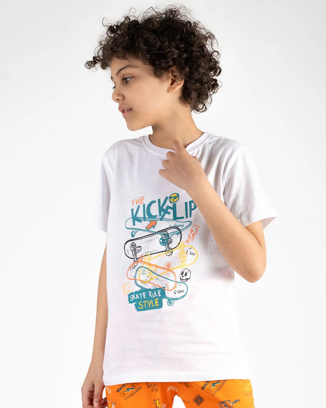 Printed Boys Short Sleeve  Pajama with Pants