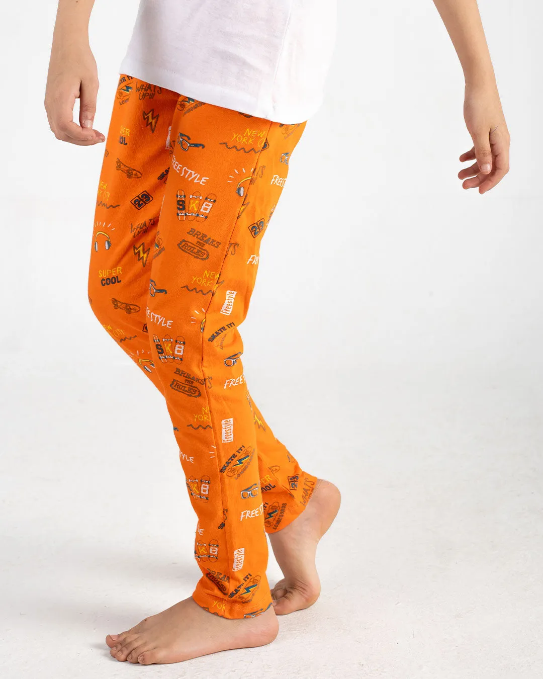 Printed Boys Short Sleeve  Pajama with Pants
