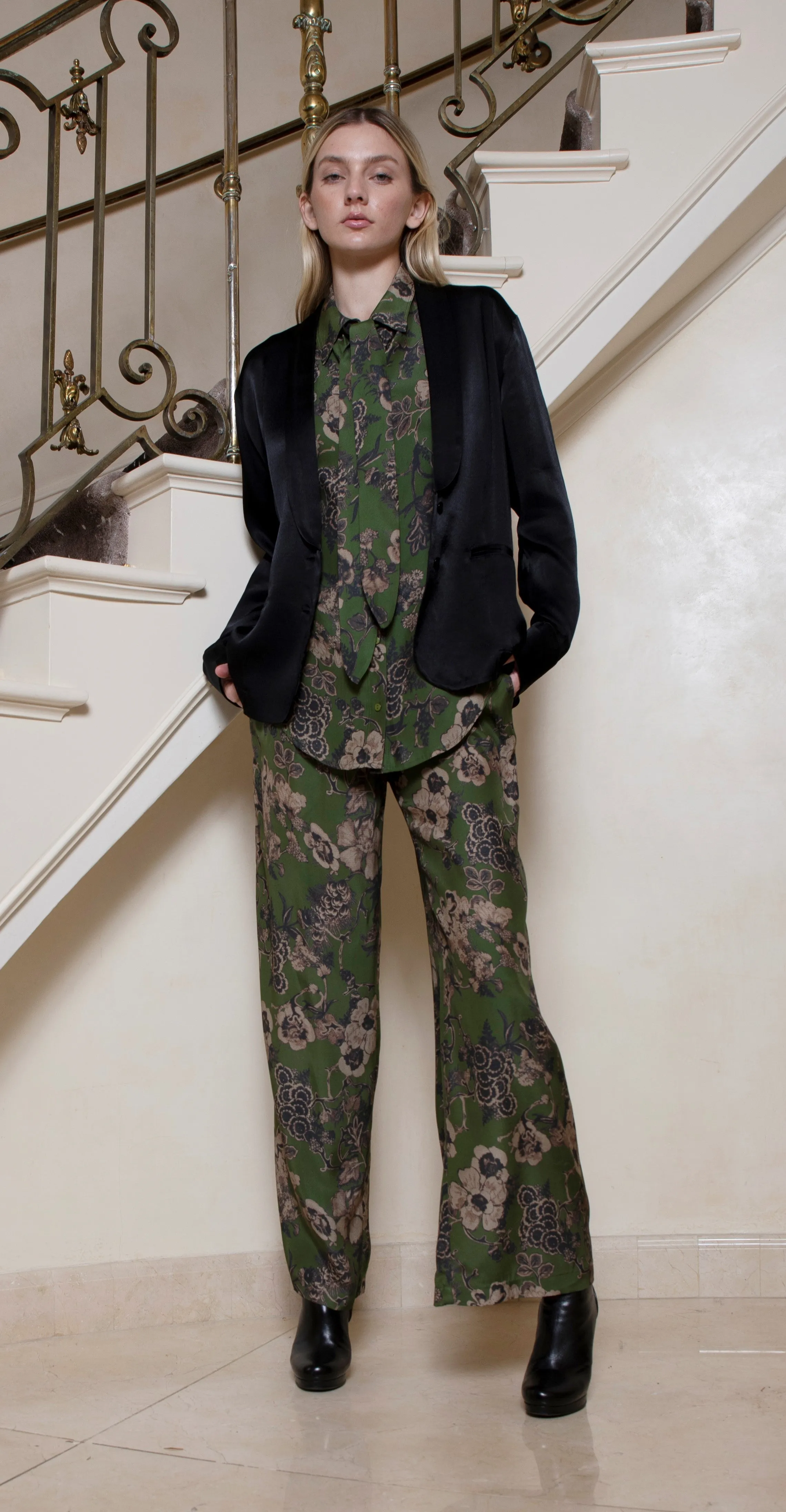 Printed LA Loose Shirt Sage Botanical