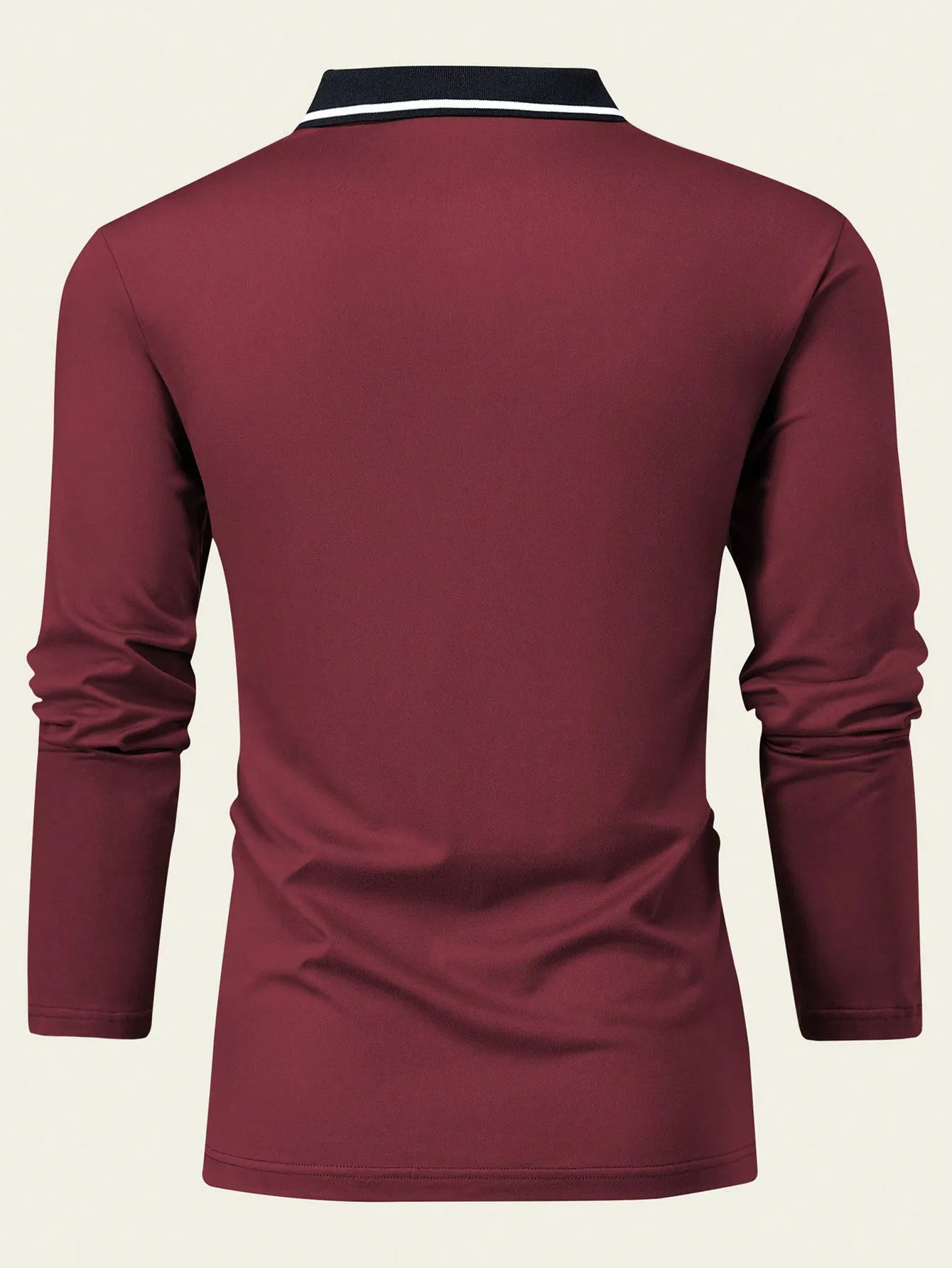 QA Spring And Autumn Men Long-Sleeved Polo Shirt With Collar Solid Color Light Board Casual Sports Clothes Men Top