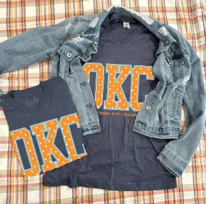 "OKC" Orange & White Polkadots (BASIC CREW NECK)