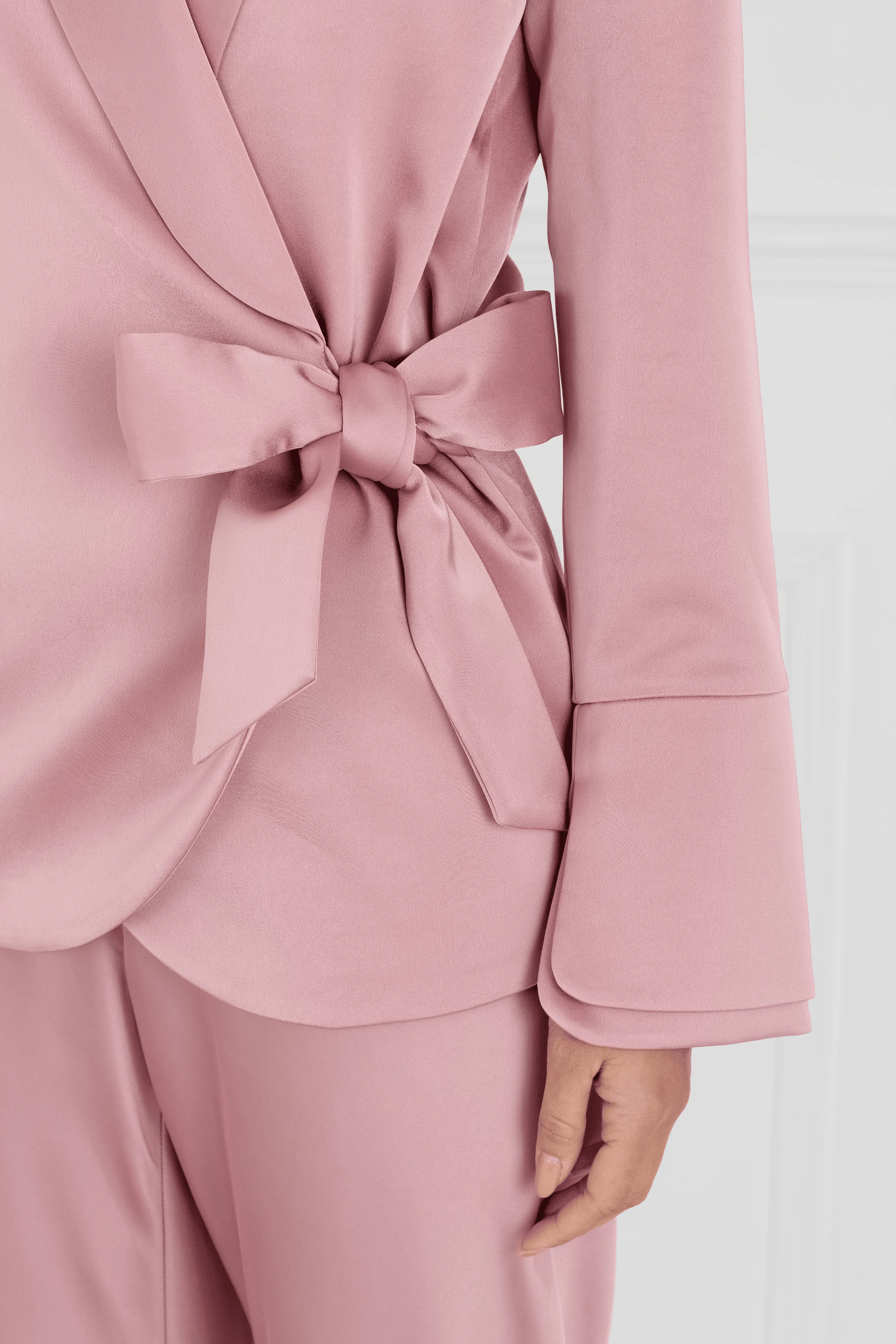 "The Sarah" Wrap Blazer (Dusty Pink)