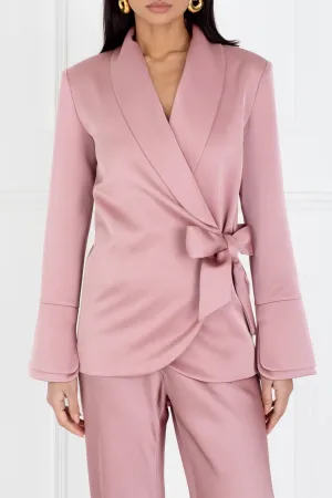 "The Sarah" Wrap Blazer (Dusty Pink)