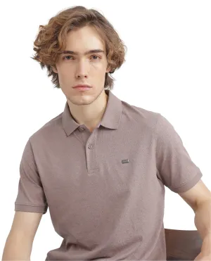 Rare Rabbit Men Schop Dark Orange Cotton Blend Short Sleeve Regular Fit Solid Polo