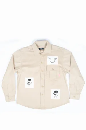 RASSVET COTTON SHIRT WITH PRINTED PATCH BEIGE