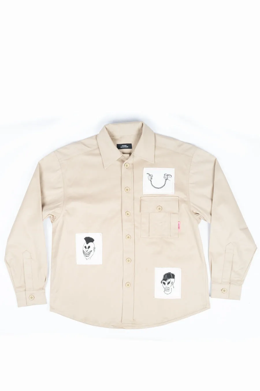 RASSVET COTTON SHIRT WITH PRINTED PATCH BEIGE