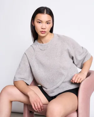 REC. WOOL KNIT T-SHIRT FRYD LIGHT GREY
